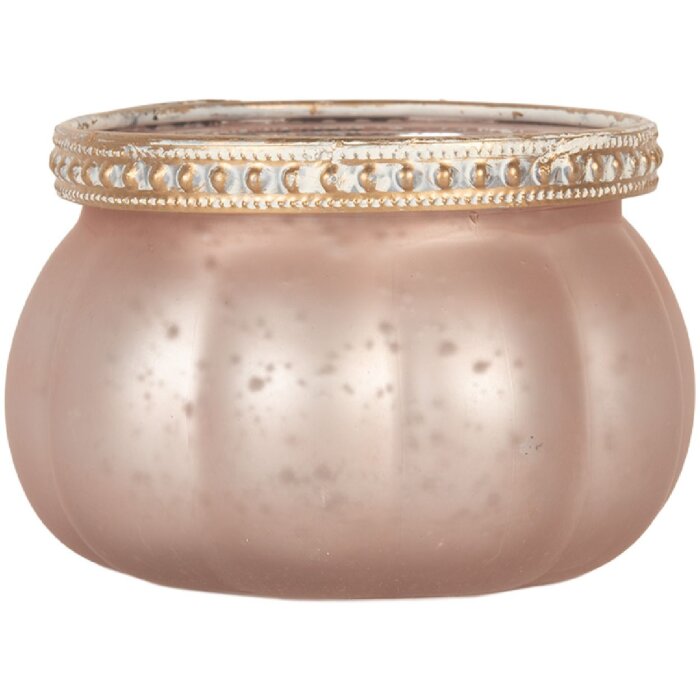 Clayre & Eef Bougeoir en Verre Rose 9x6 cm