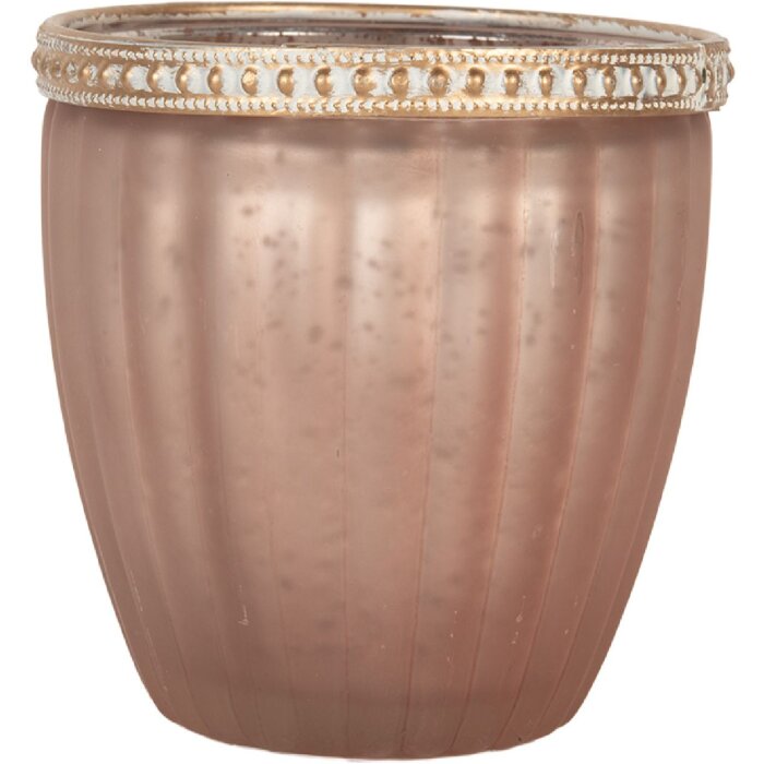 Clayre & Eef Bougeoir en Verre Rose Ø 9 cm