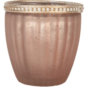 Clayre & Eef Bougeoir en Verre Rose Ø 9 cm