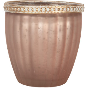 Clayre & Eef Bougeoir en Verre Rose Ø 9 cm