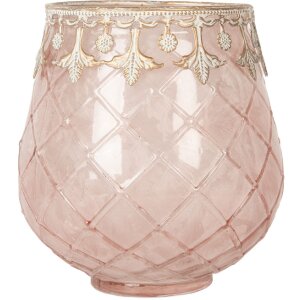 Clayre & Eef 6GL5221 Bougeoir Rose Doré 13x14 cm