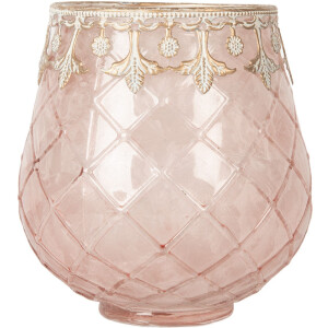 Clayre & Eef 6GL5221 Bougeoir Rose Doré 13x14 cm