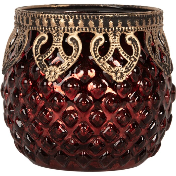 Clayre & Eef Bougeoir Ø 9x8 cm Rouge