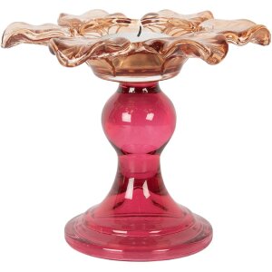 Clayre & Eef Bougeoir Verre Ø 14x11 cm Orange Rose