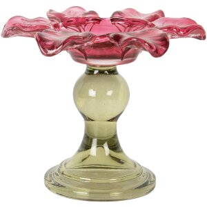Clayre & Eef 6GL5338P Bougeoir Verre Rose Vert...