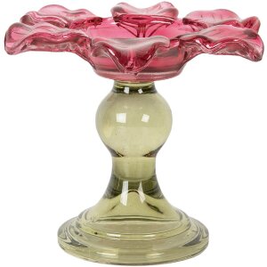 Clayre & Eef 6GL5338P Bougeoir Verre Rose Vert...