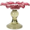 Clayre & Eef 6GL5338P Bougeoir Verre Rose Vert Ø 14x11 cm