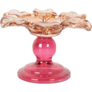 Clayre & Eef Bougeoir Verre Ø 14x9 cm Orange Rose