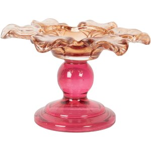 Clayre & Eef Bougeoir Verre Ø 14x9 cm Orange Rose