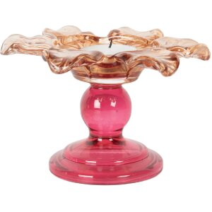 Clayre & Eef Bougeoir Verre Ø 14x9 cm Orange Rose