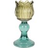Clayre & Eef 6GL5340 Bougeoir Verre Vert et Bleu 8x16 cm