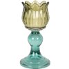 Clayre & Eef 6GL5340 Bougeoir Verre Vert et Bleu 8x16 cm