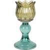Clayre & Eef 6GL5340 Bougeoir Verre Vert et Bleu 8x16 cm