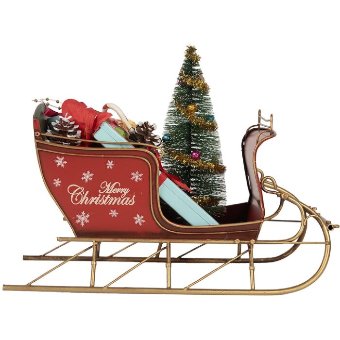 Clayre & Eef 6Y5870 Décoration Traîneau Rouge Doré 30x15x22 cm