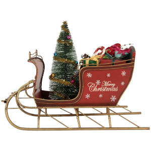 Clayre & Eef 6Y5870 Décoration Traîneau Rouge Doré 30x15x22 cm