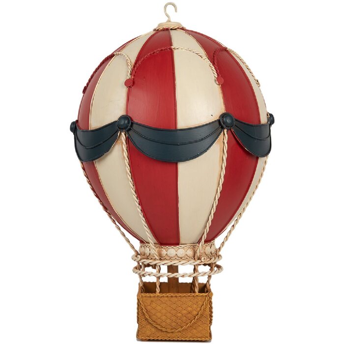 Décoration Montgolfière Ø 26x42 cm Rouge & Beige Clayre & Eef