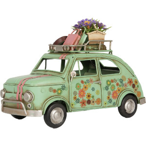 Clayre & Eef Voiture Décorative Verte 26x12x18 cm