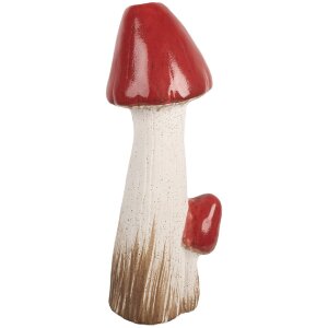 Clayre & Eef Décoration Champignon 16x14x41 cm Blanc et Rouge