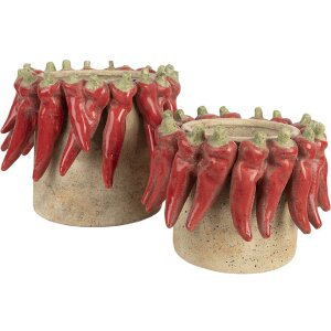 Pot de fleurs Clayre & Eef 6TE0579M Ø 17x13 cm Beige Rouge Terrakotta