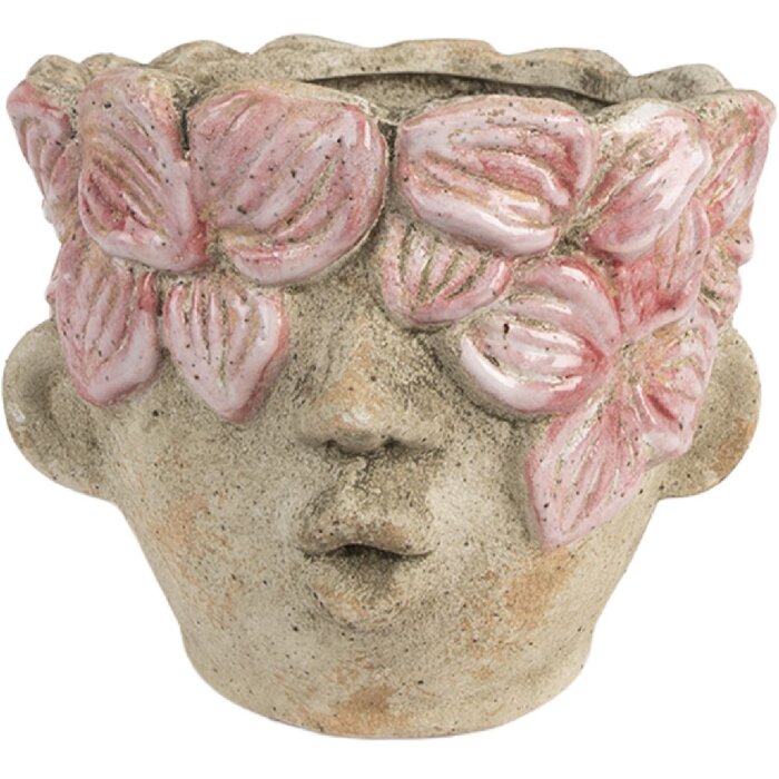Clayre & Eef 6TE0583 Pot à Fleurs Terre Cuite Beige-Rose Ø 18 cm