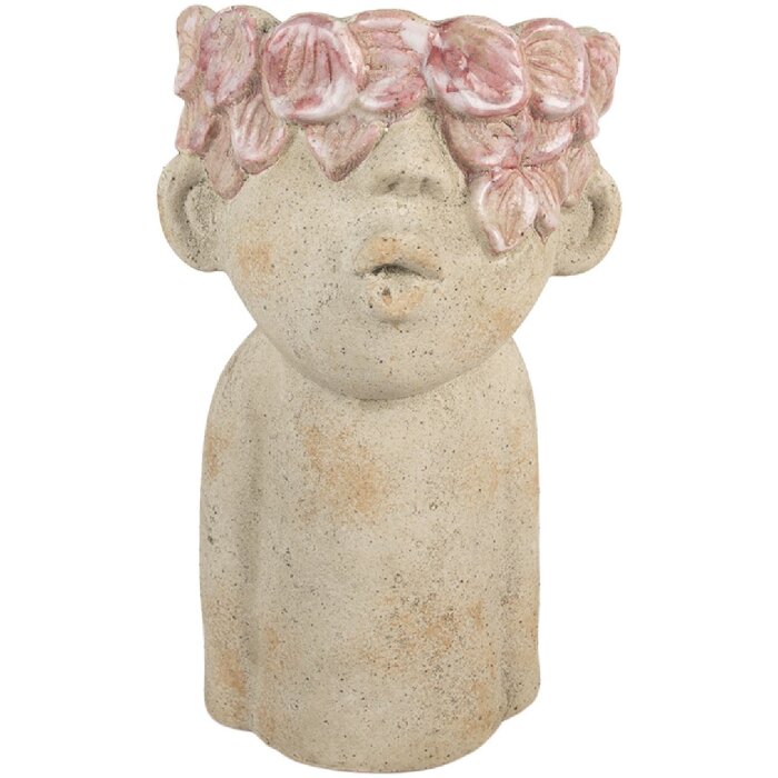 Clayre & Eef Pot de Fleur Terre Cuite Beige Rose 20x19x31 cm