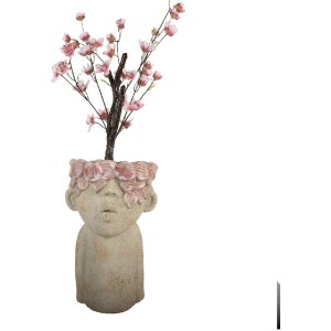 Clayre & Eef Pot de Fleur Terre Cuite Beige Rose 20x19x31 cm
