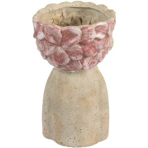 Clayre & Eef Pot de Fleurs Terre Cuite 16x15x25 cm Beige Rouge