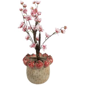 Pot de fleurs Clayre & Eef Ø 19x16 cm Beige-Rouge