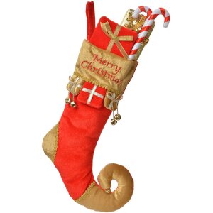 Chaussette de Noël décorative Rouge-Or Clayre...