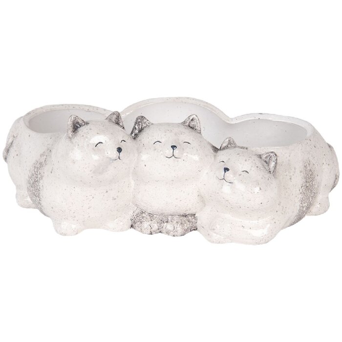 Pot à Fleurs Chat Gris 27x16x10 cm Clayre & Eef