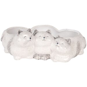 Pot à Fleurs Chat Gris 27x16x10 cm Clayre & Eef