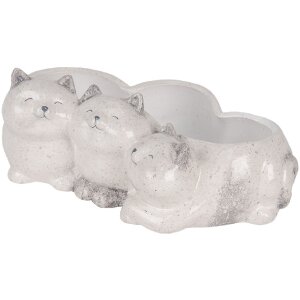 Pot à Fleurs Chat Gris 27x16x10 cm Clayre & Eef