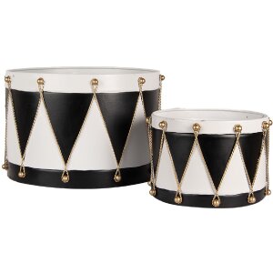 Clayre & Eef 6Y5806 Ensemble de 2 Tambours Décoratifs Ø 40x25 / Ø 26x17 cm