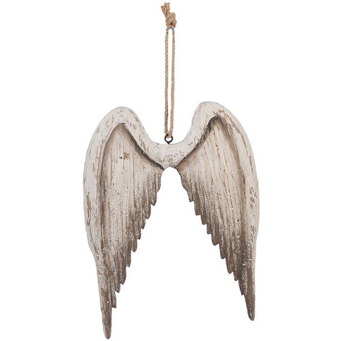 Clayre & Eef 6H2423 Décoration Suspendue Ailes Blanc Marron