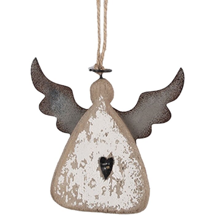 Clayre & Eef Ornement Ange Bois et Fer 10x2x10 cm