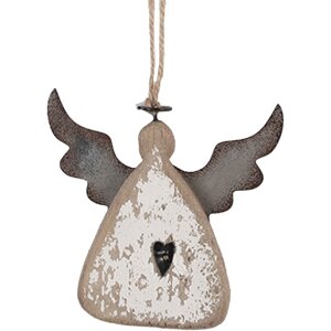 Clayre & Eef Ornement Ange Bois et Fer 10x2x10 cm
