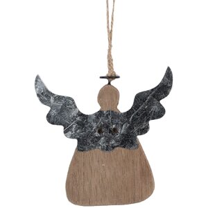 Clayre & Eef Ornement Ange Bois et Fer 10x2x10 cm