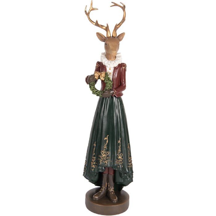 Décoration Cerf Clayre & Eef 9x8x37 cm Braun-Grün