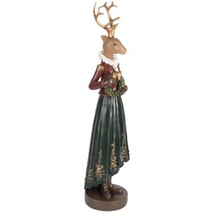 Décoration Cerf Clayre & Eef 9x8x37 cm Braun-Grün
