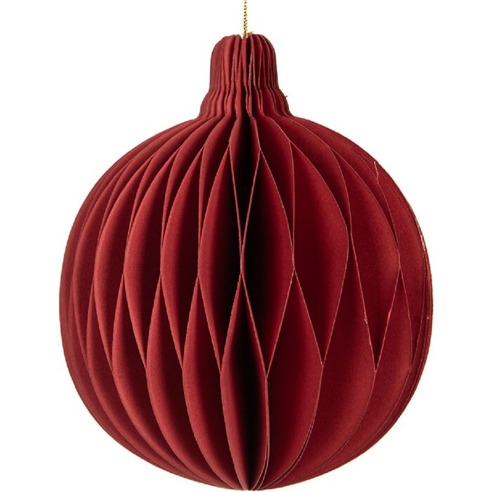 Clayre & Eef Boule de Noël en Papier 8x10 cm Rot