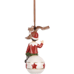 Clayre & Eef 6PR5389 Décoration Suspension Elfe 5x5x10 cm Rouge et Blanc