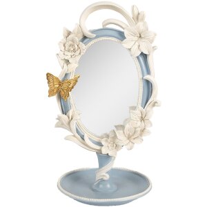 Clayre & Eef Miroir de table 16x14x27 cm Bleu Vintage