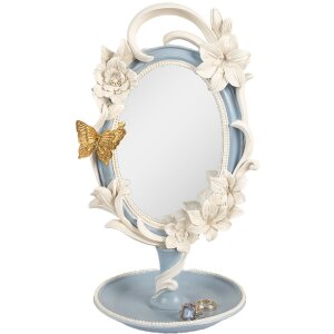 Clayre & Eef Miroir de table 16x14x27 cm Bleu Vintage