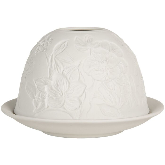 Clayre & Eef 6CE2209 Bougeoir en porcelaine blanc Ø 12x8 cm