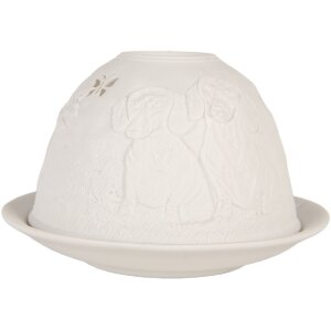 Clayre & Eef 6CE2211 Bougeoir Ø 12x8 cm Blanc
