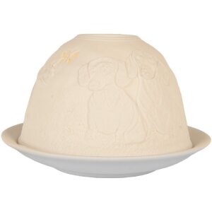 Clayre & Eef 6CE2211 Bougeoir Ø 12x8 cm Blanc
