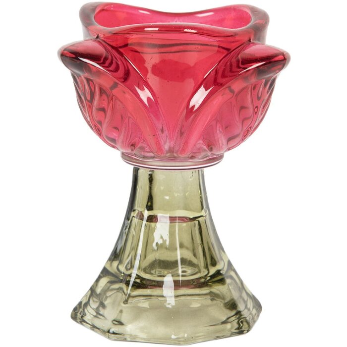 Clayre & Eef Bougeoir Rose-Vert Ø 7x10 cm