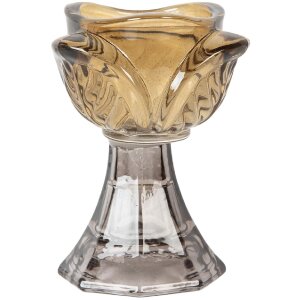 Clayre & Eef 6GL5342Y Bougeoir Verre 7x10 cm Marron-Gris