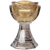 Clayre & Eef 6GL5342Y Bougeoir Verre 7x10 cm Marron-Gris