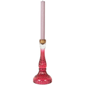 Clayre & Eef Bougeoir Verre Ø 10x22 cm Rose